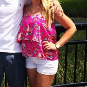 Pink floral tank top